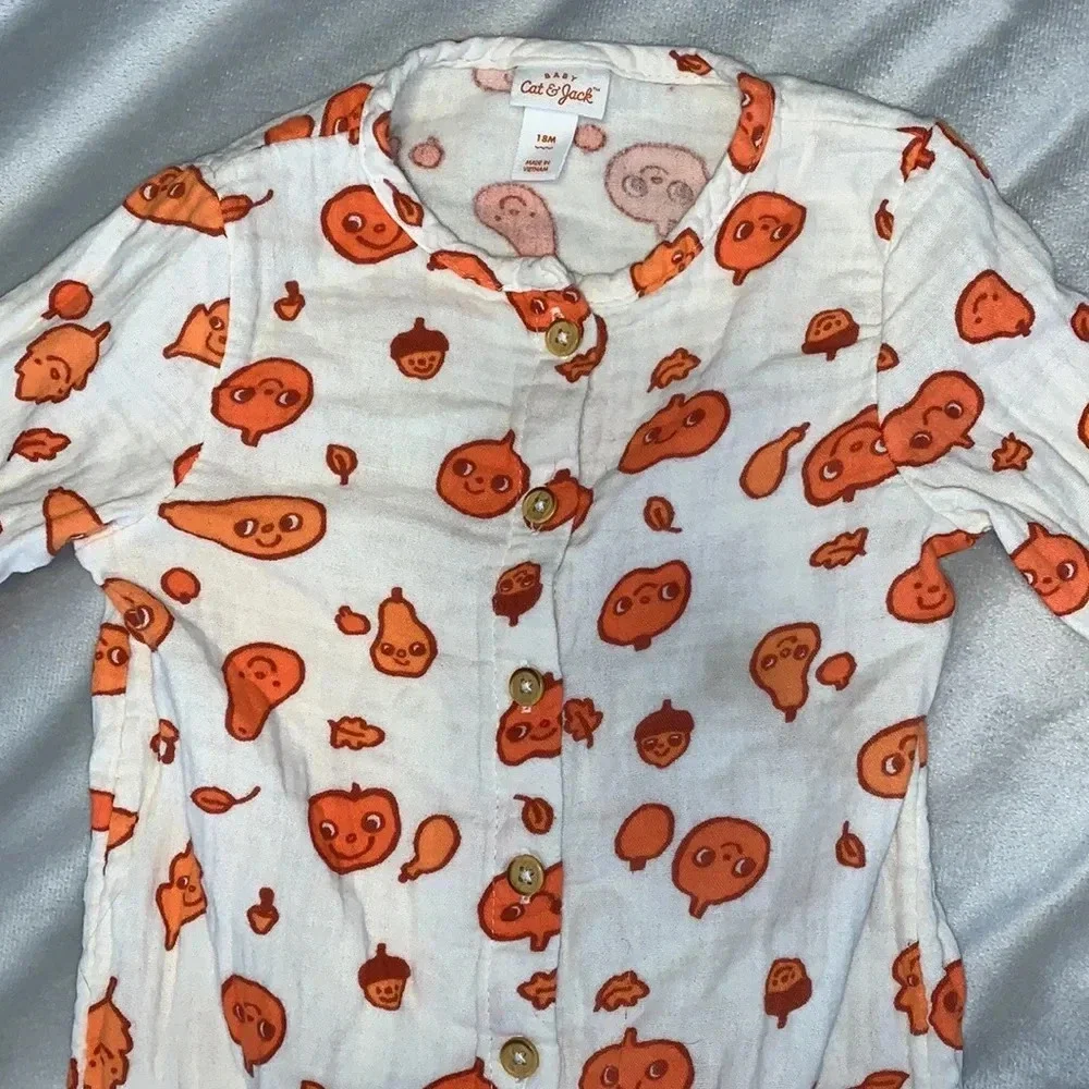 Halloween Bonnie Jean cat & Jack pumpkin cat & ghost rompers corduroy pumpkin 18